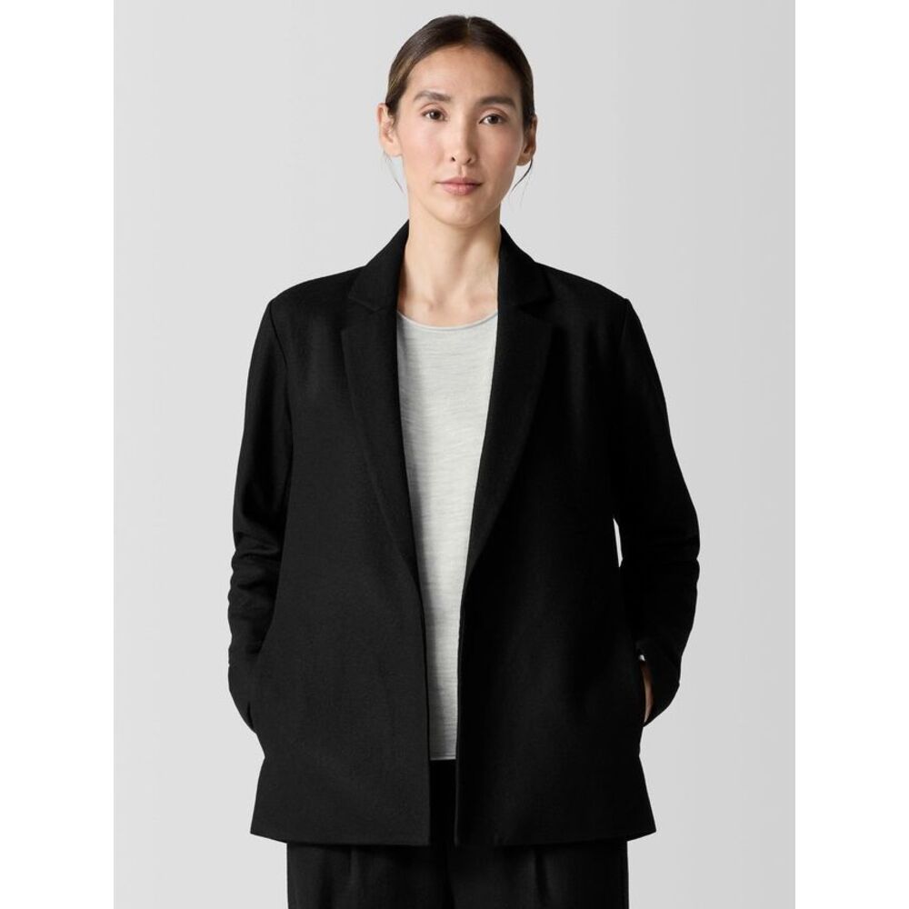 Eileen Fisher $398 Felted Wool Jersey Blazer Black open jacket Women’s XL NEW